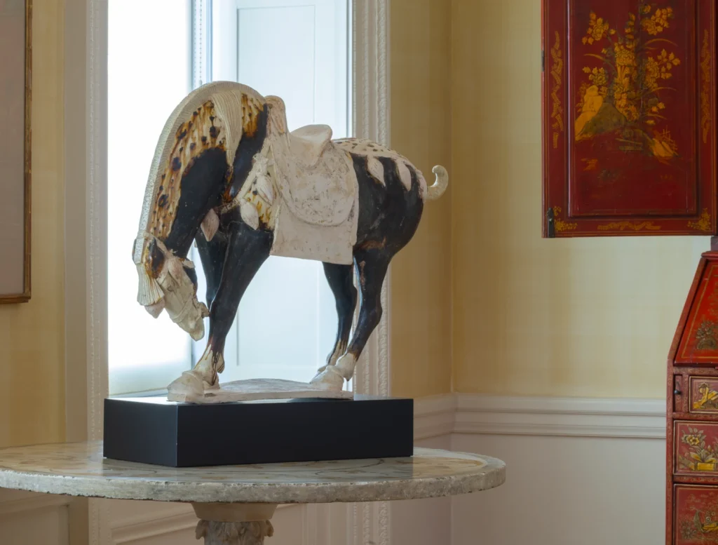 Tang Dynasty A Rare Dappled Dark-Brown Glazed Pottery Horse Early 8th Century