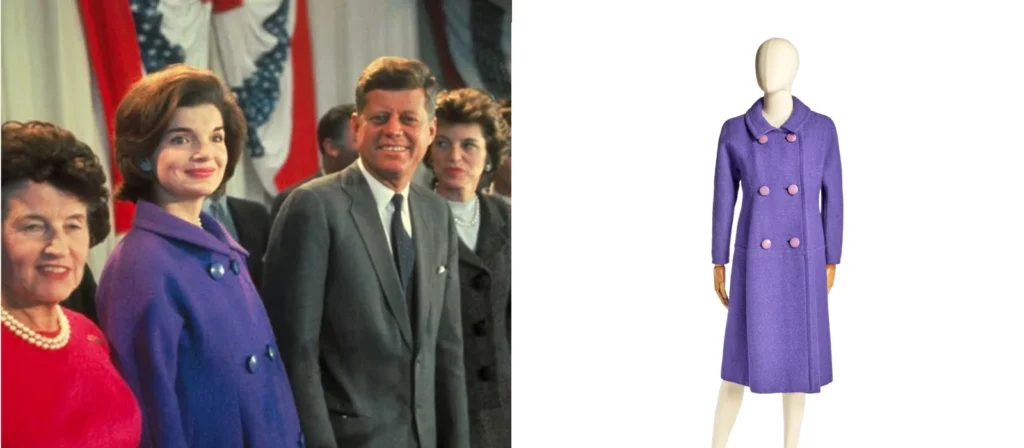 Jackie Kennedy Onassis November 1960 violet purple coat