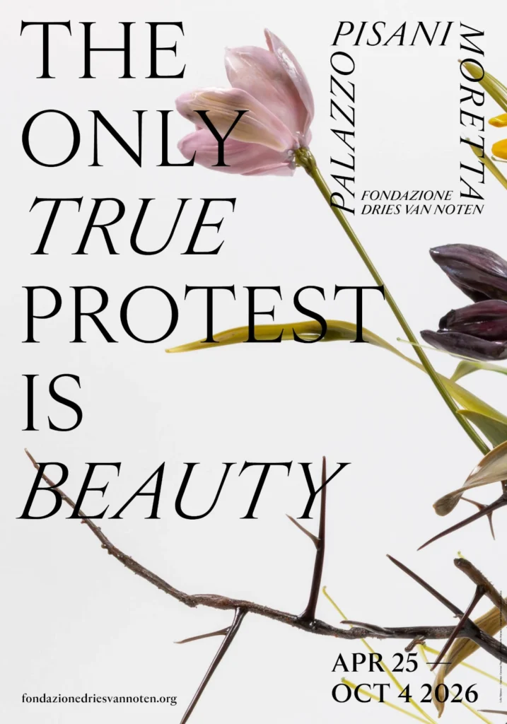 Dries Van Noten's foundation debuts in Venice with a show that focuses on layers of beauty 1 Fondazione Dries Van Noten Presentation Poster