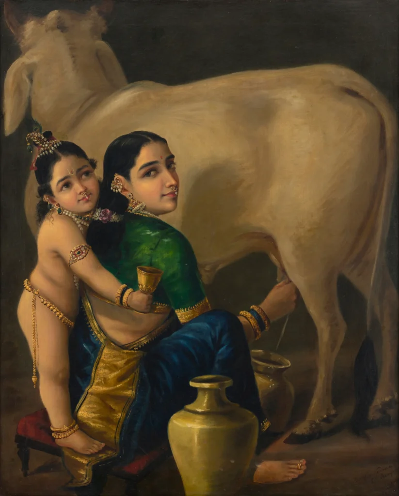 Raja Ravi Varma Yashoda and Krishna