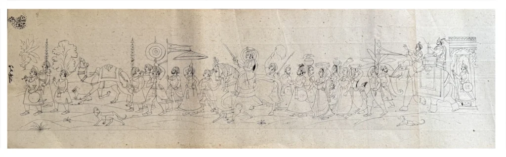 India's Pichwai tradition makes its debut in Venice 3 A khakha sketch of a procession