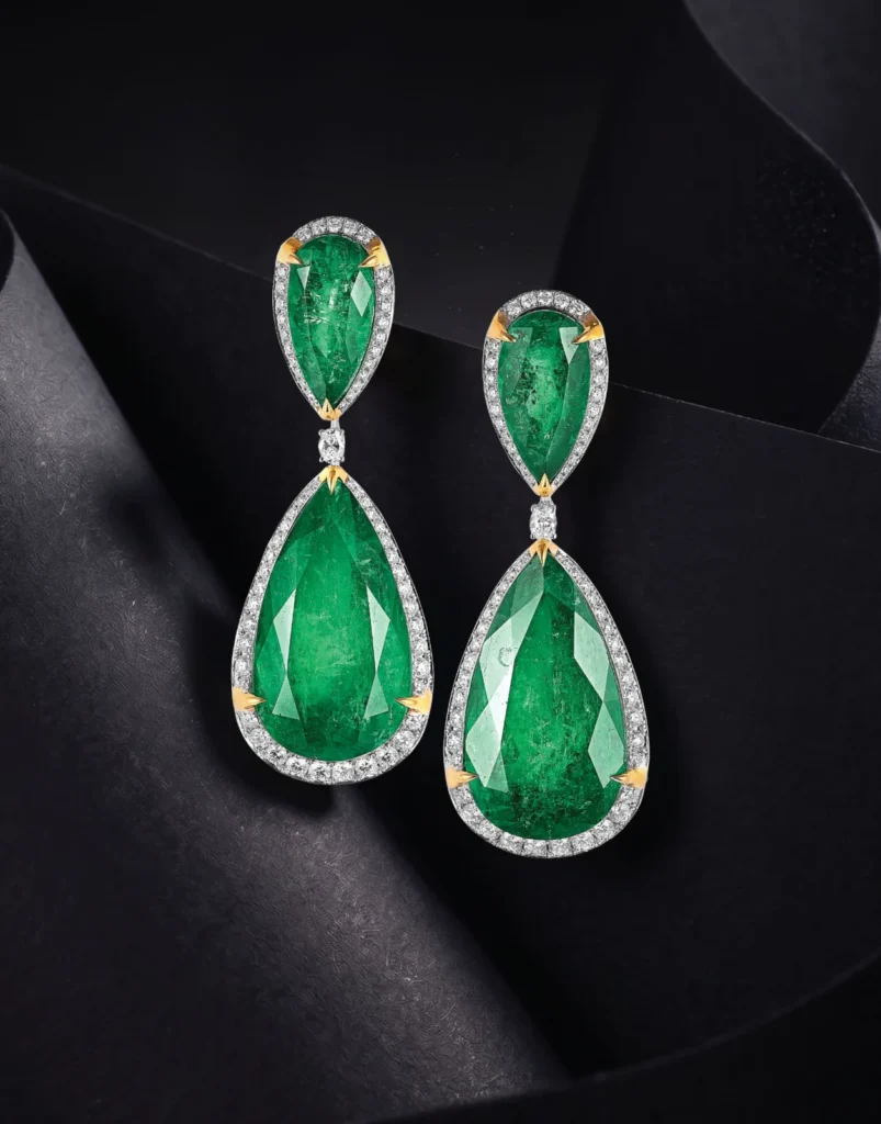 Deccan emeralds, a limited edition Audemars Piguet & Würth's 1796 Viennese silver go under the hammer at AstaGuru 2 A Pair Of Remarkable Colombian Emerald Diamond Ear Pendants