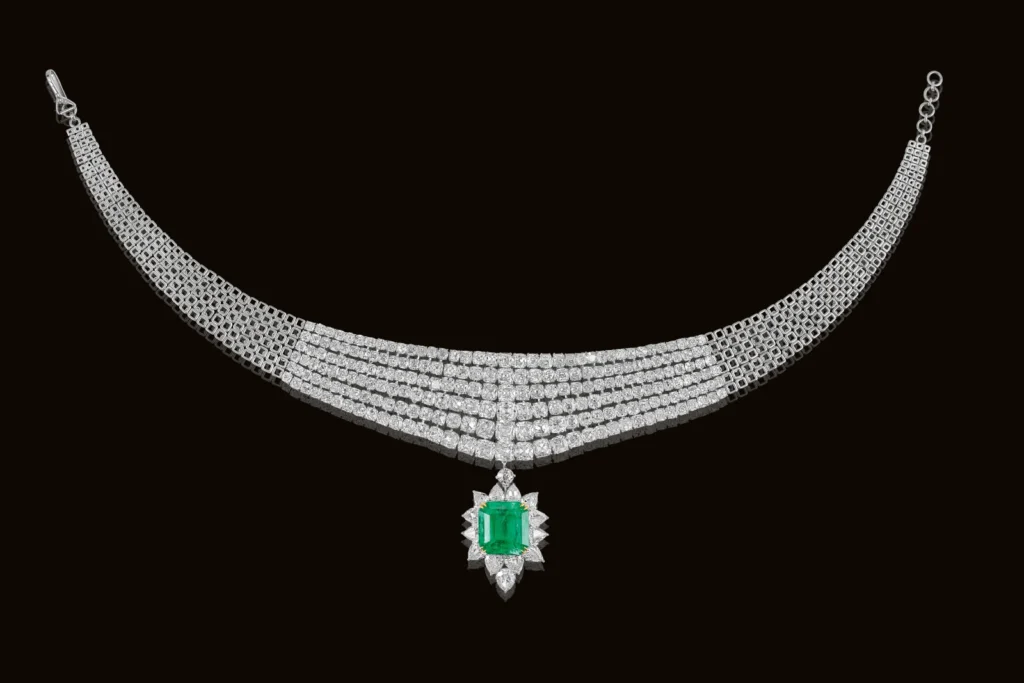 Deccan emeralds, a limited edition Audemars Piguet & Würth's 1796 Viennese silver go under the hammer at AstaGuru 3 Magnificent Six-Row Verde Sovereign Colombian Emerald Old Mine-Cut Diamond Necklace