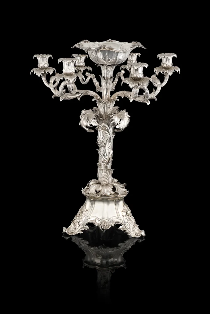 An English Hallmark Silver Candelabrum With Centre Bowl By Barnard Brothers London