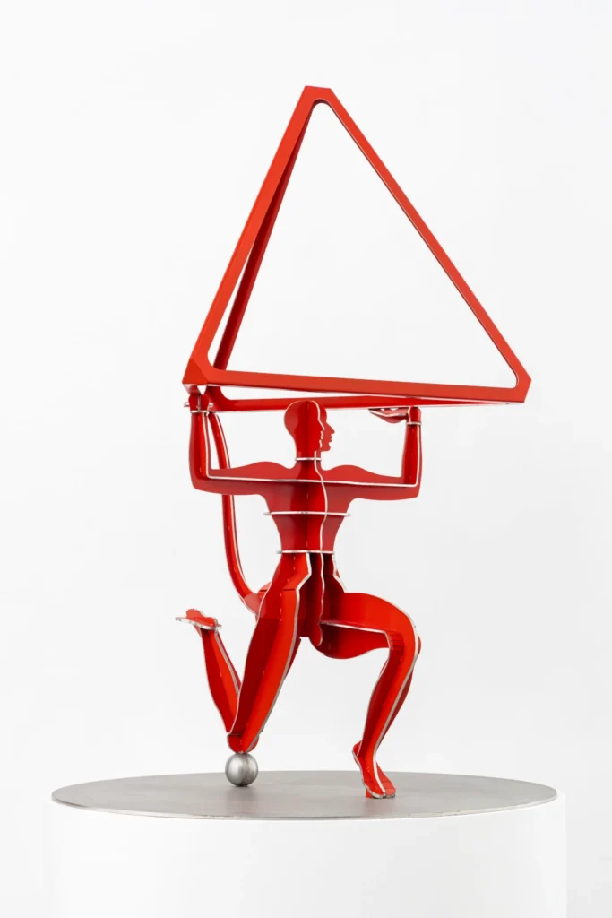 Brutalist, Reflective, Raw: The Rise of Stainless Steel in Home Design 4 Dhruva Mistry Hanuman A Spatial Metaphor in Cherry Red Stainless Steel and Epoxy Paint