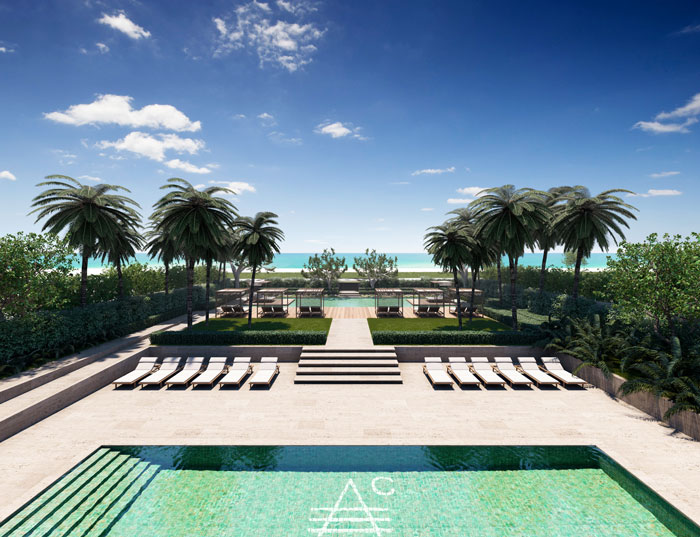 Arte luxury homes Miami exterior pool by Antonio Citterio