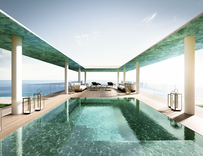 Arte luxury homes Miami Penthouse pool by Antonio Citterio