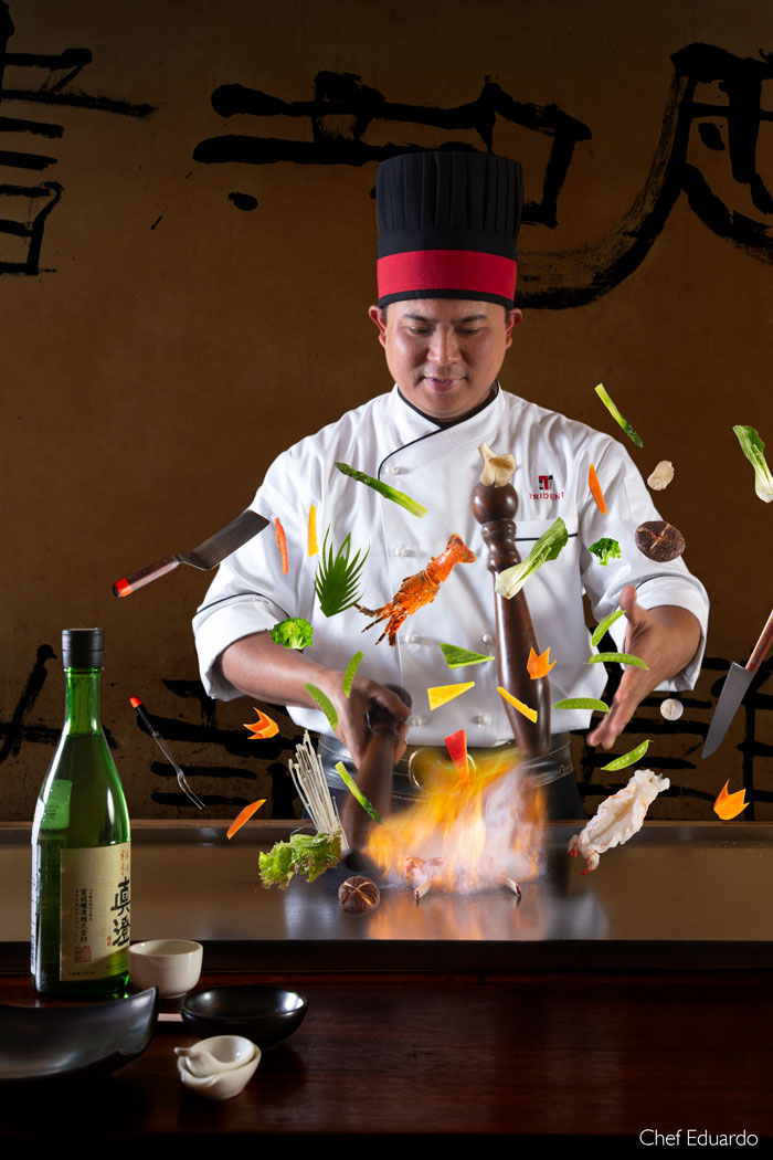 Chef Eduardo at Teppanyaki India Jones Trident Mumbai India