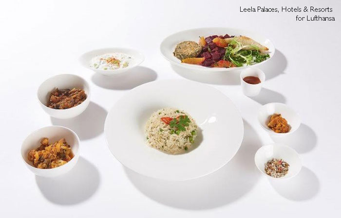Luxury Airline Menus - Trends in High Flying Flavors 2 Lufthansa First Class meal with Leela Palaces Hotels and Resorts