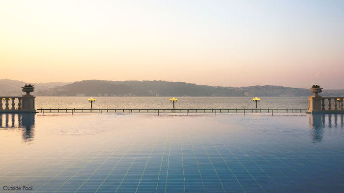 Outside pool at Ciragan Palace Kempinski Istanbul Turkey