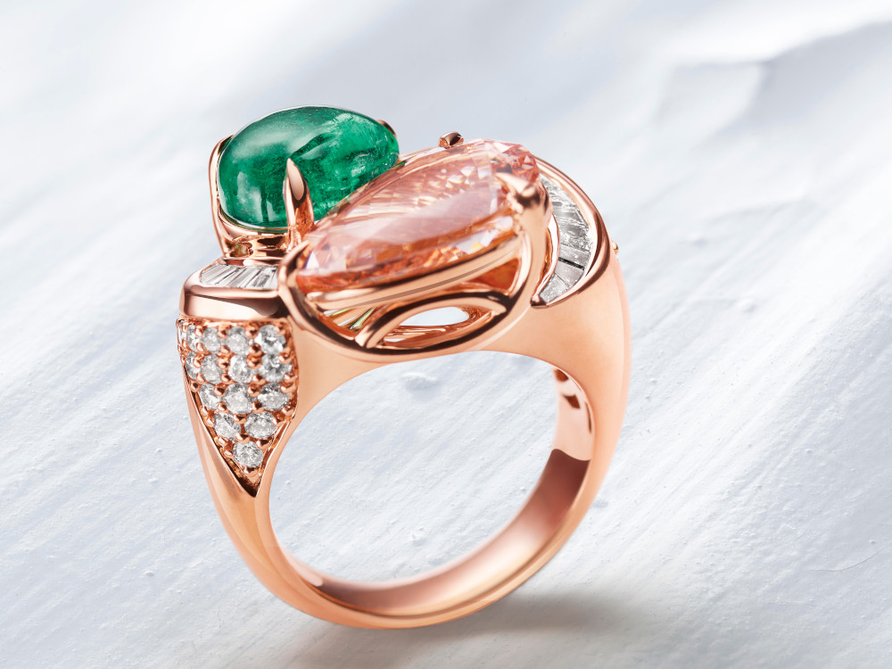 Zoya emerald morganite ring