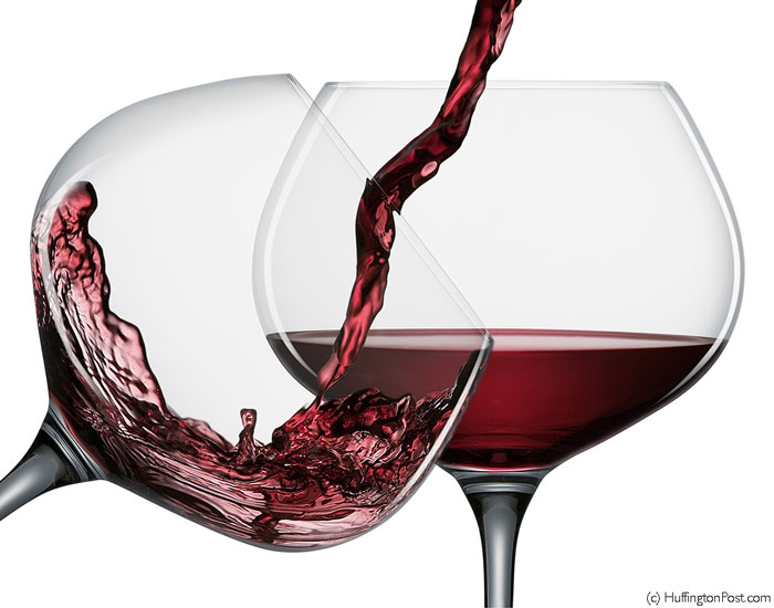 Red wines in a glass